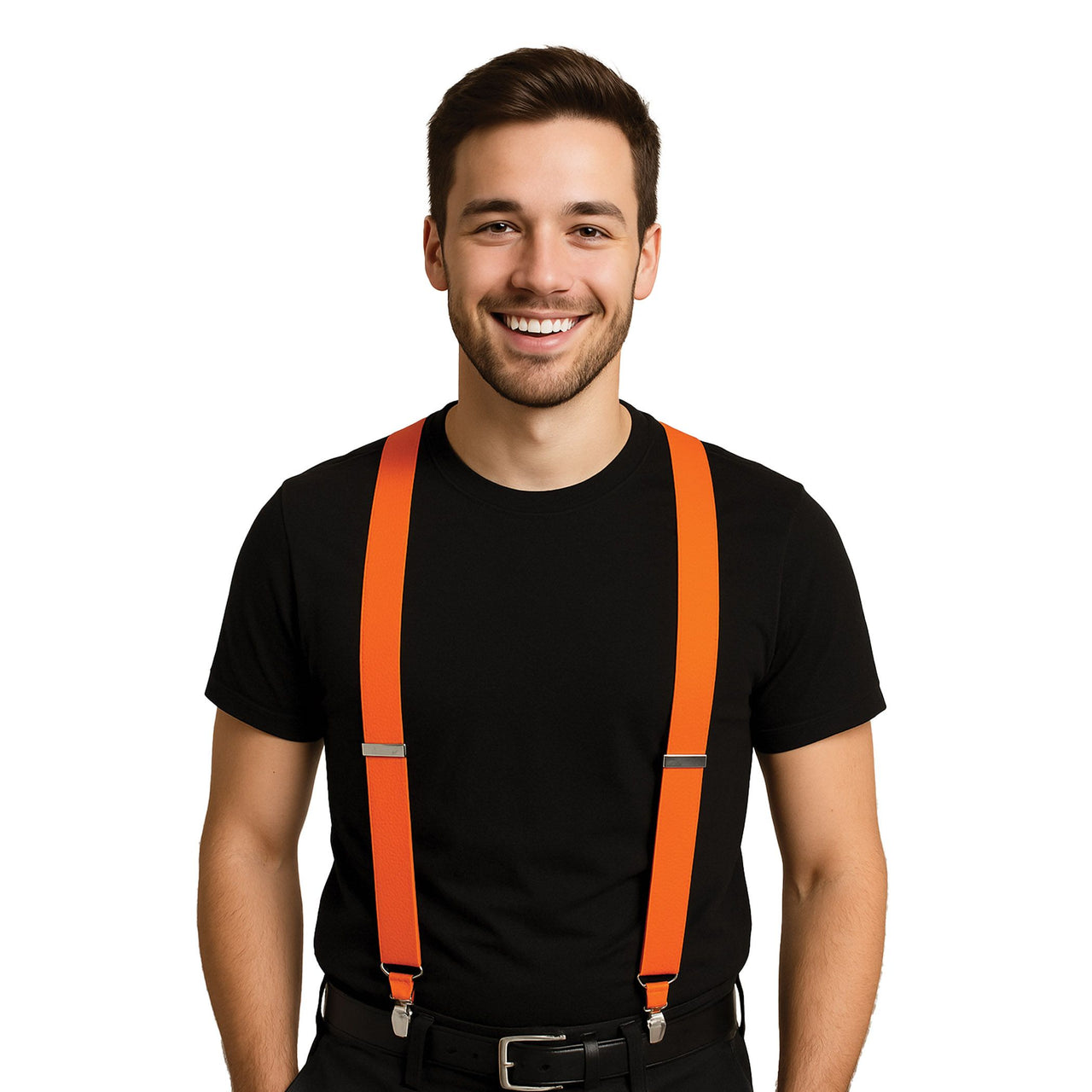 Adjustable Orange Suspenders - One Size Fits Most