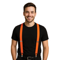 Adjustable Orange Suspenders - One Size Fits Most
