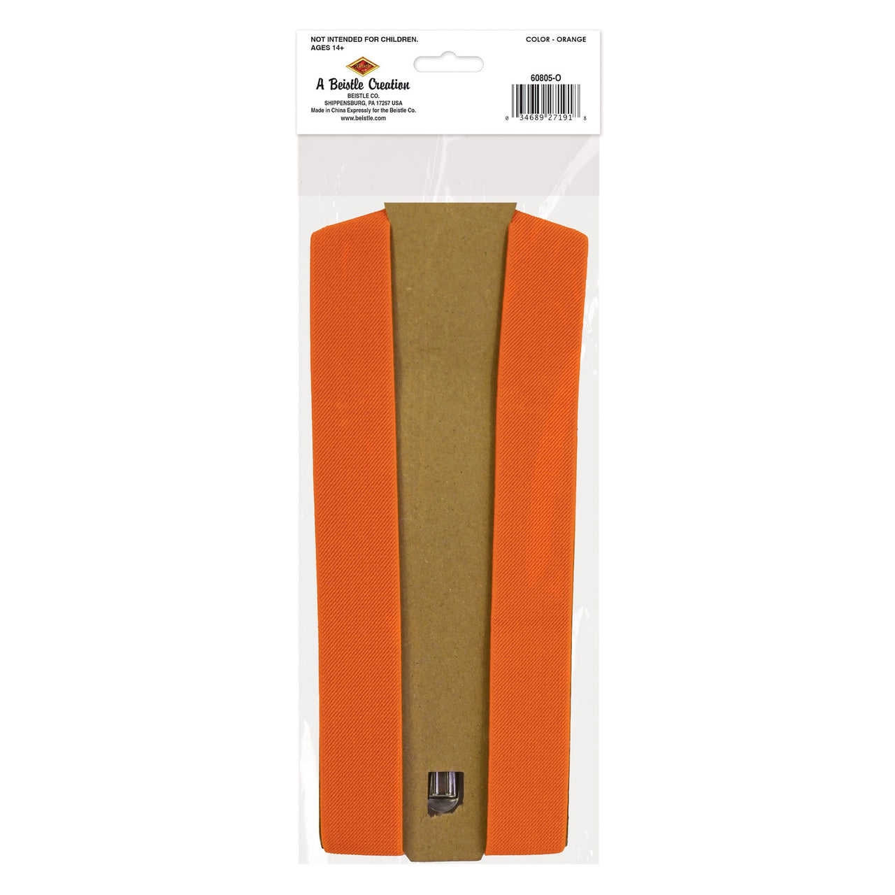 Adjustable Orange Suspenders - One Size Fits Most