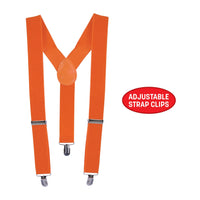 Adjustable Orange Suspenders - One Size Fits Most