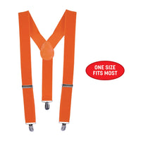 Adjustable Orange Suspenders - One Size Fits Most