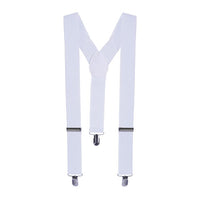 Adjustable White Suspenders - One Size Fits Most