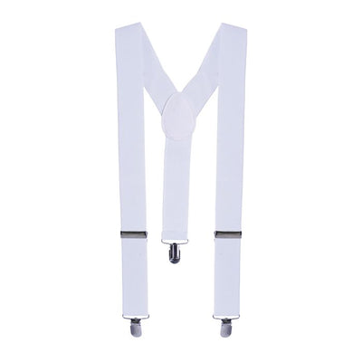 Adjustable White Suspenders - One Size Fits Most