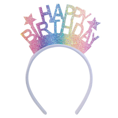 Glitter Happy Birthday Headband - Snap-On Fun!