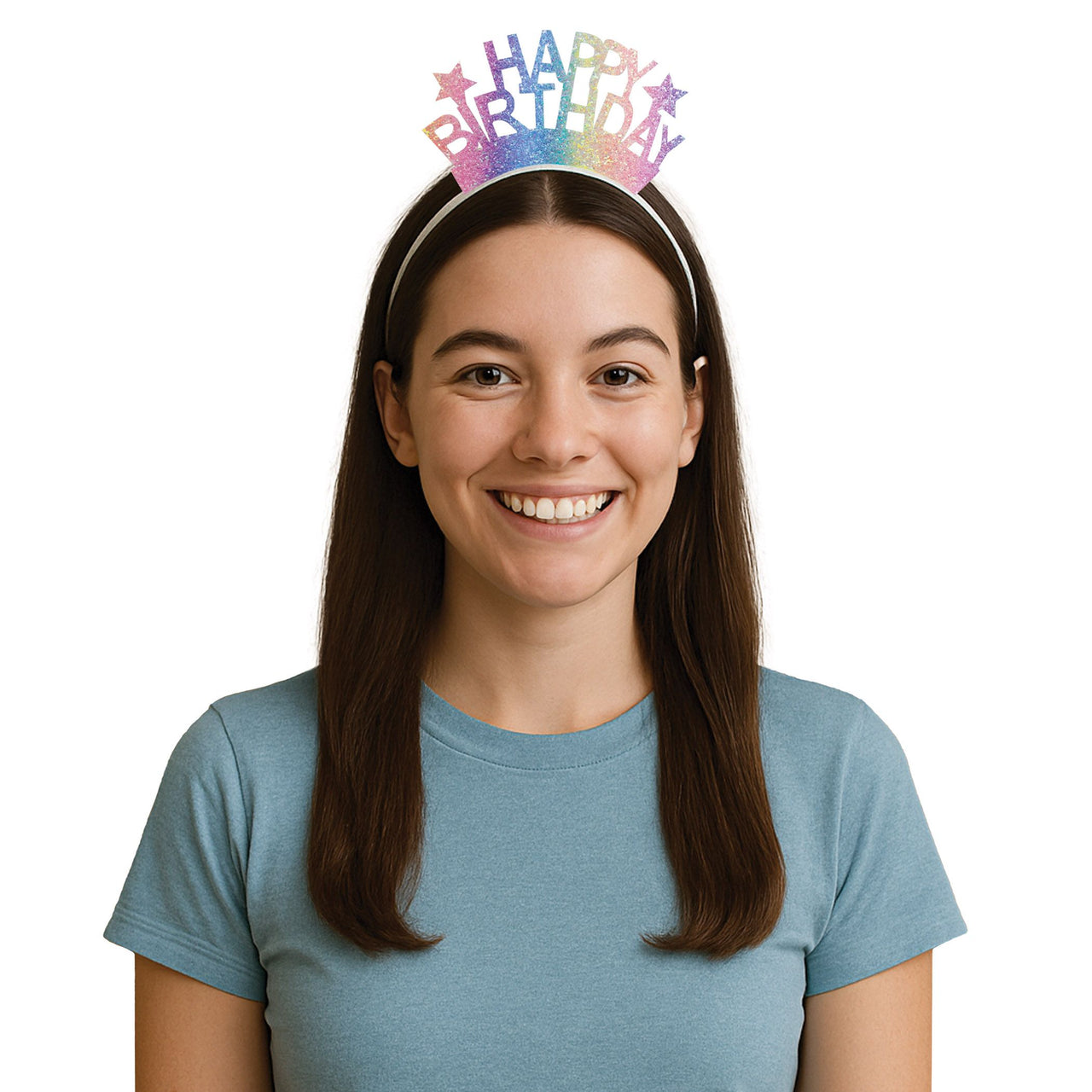 Glitter Happy Birthday Headband - Snap-On Fun!