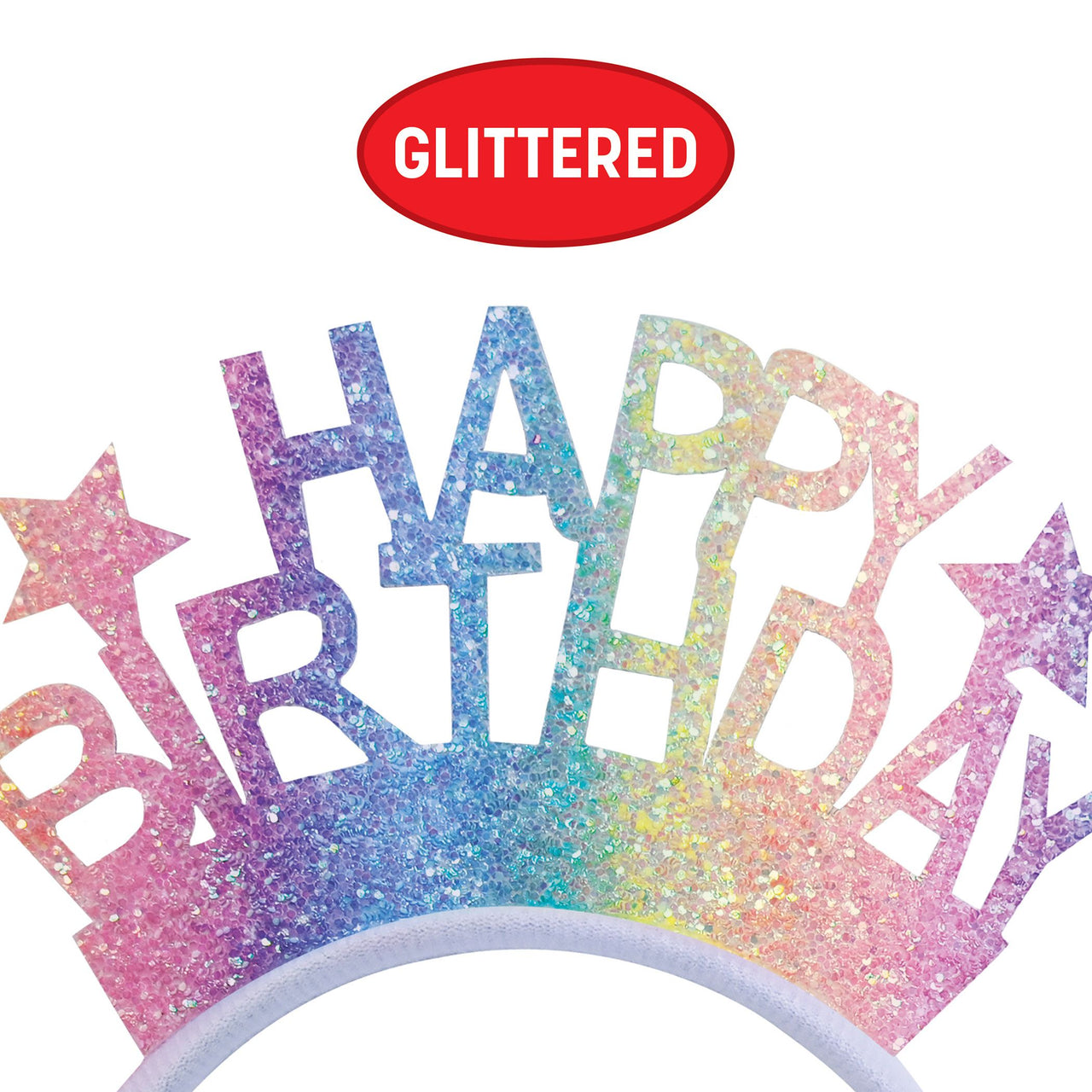 Glitter Happy Birthday Headband - Snap-On Fun!