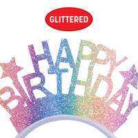 Glitter Happy Birthday Headband - Snap-On Fun!