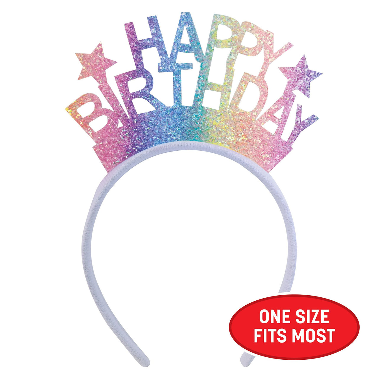 Glitter Happy Birthday Headband - Snap-On Fun!
