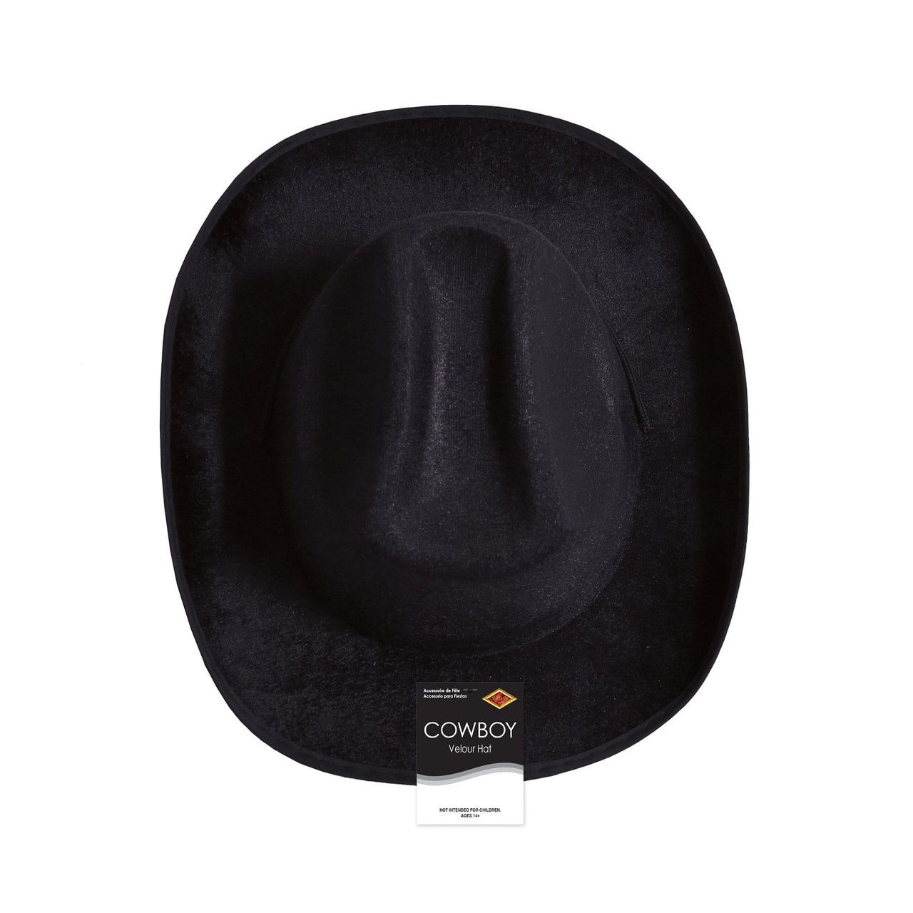 Black Velour Cowboy Hat - One Size Fits Most