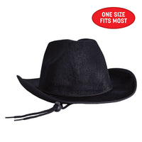Black Velour Cowboy Hat - One Size Fits Most