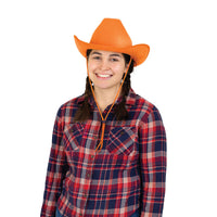 Orange Velour Cowboy Hat - One Size Fits Most