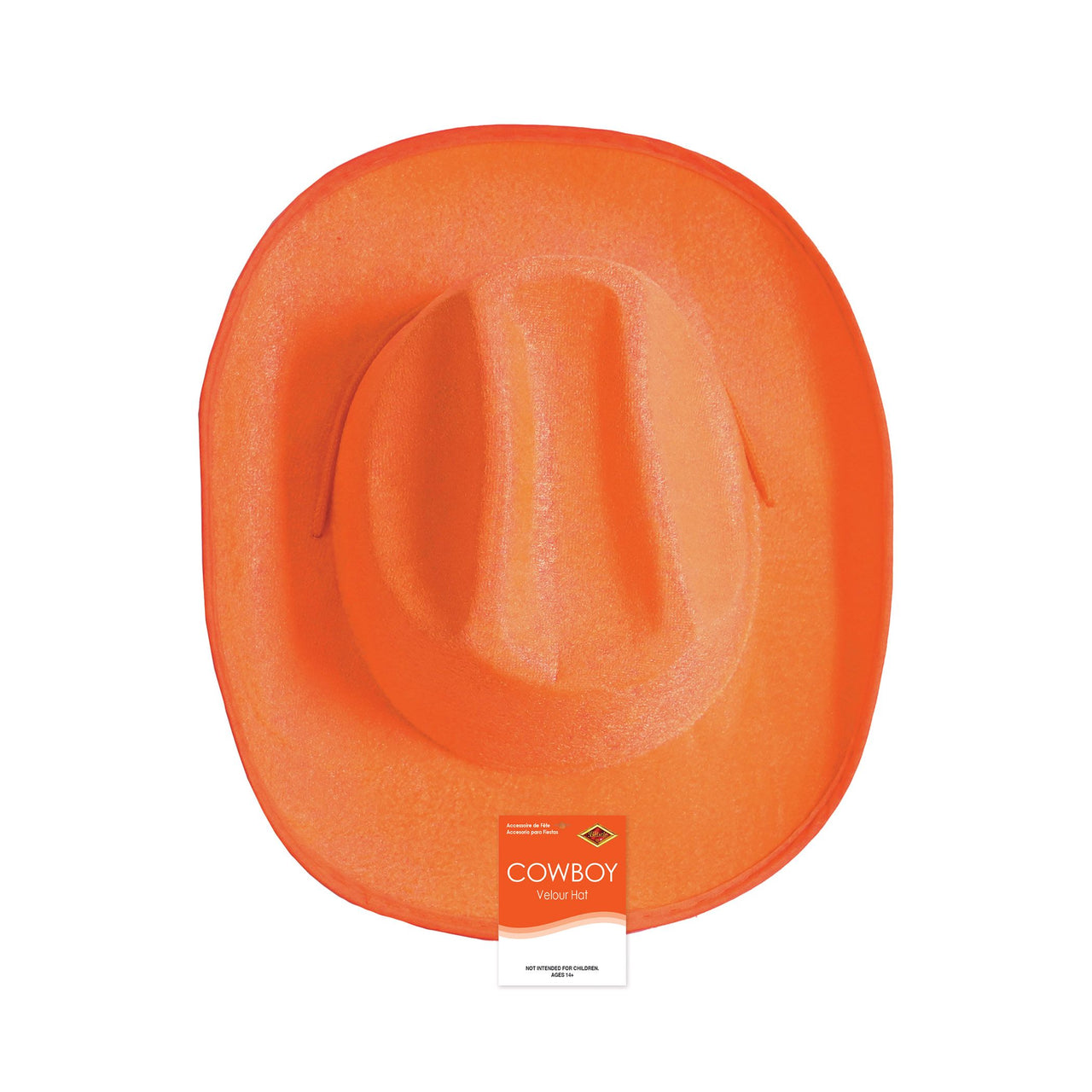Orange Velour Cowboy Hat - One Size Fits Most