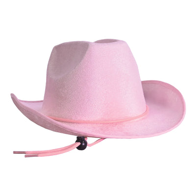 Pink Velour Cowboy Hat - One Size Fits Most