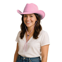 Pink Velour Cowboy Hat - One Size Fits Most