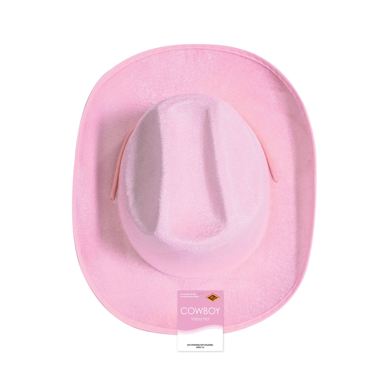Pink Velour Cowboy Hat - One Size Fits Most
