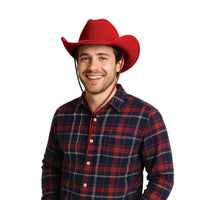 Red Velour Cowboy Hat - One Size Fits Most