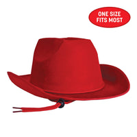 Red Velour Cowboy Hat - One Size Fits Most