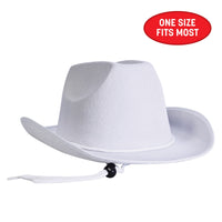 White Velour Cowboy Hat - One Size Fits Most