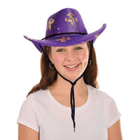 Sparkling Mardi Gras Sequin Cowboy Hat - One Size Fits Most