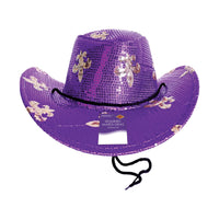Sparkling Mardi Gras Sequin Cowboy Hat - One Size Fits Most