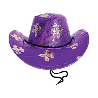 Sparkling Mardi Gras Sequin Cowboy Hat - One Size Fits Most