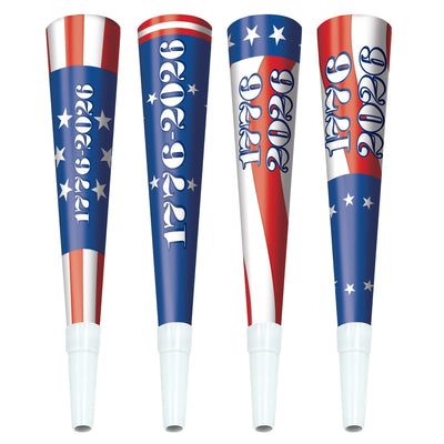 Semiquincentennial Patriotic Horns - Assorted Designs (4-Pack)