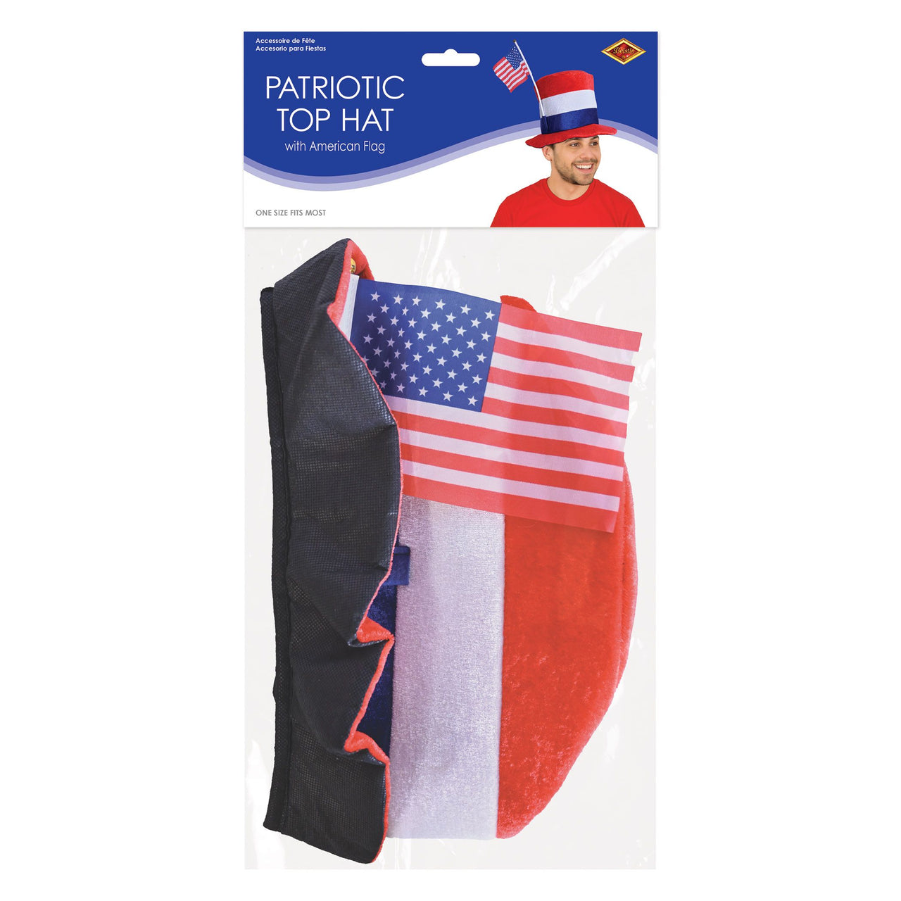 Plush Patriotic Top Hat - American Flag Design