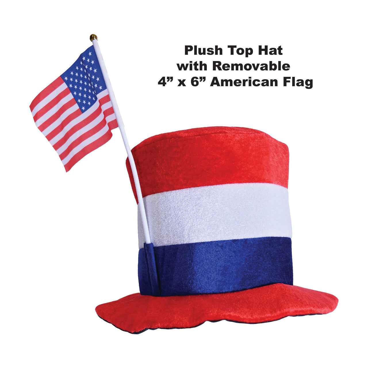 Plush Patriotic Top Hat - American Flag Design