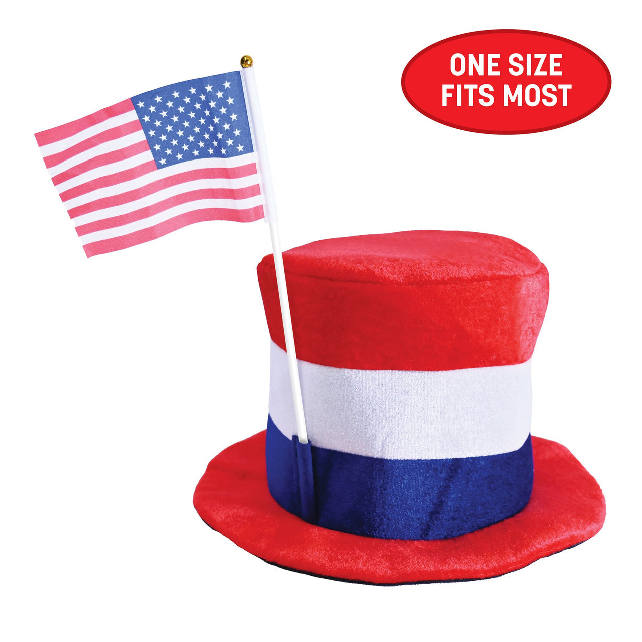 Plush Patriotic Top Hat - American Flag Design