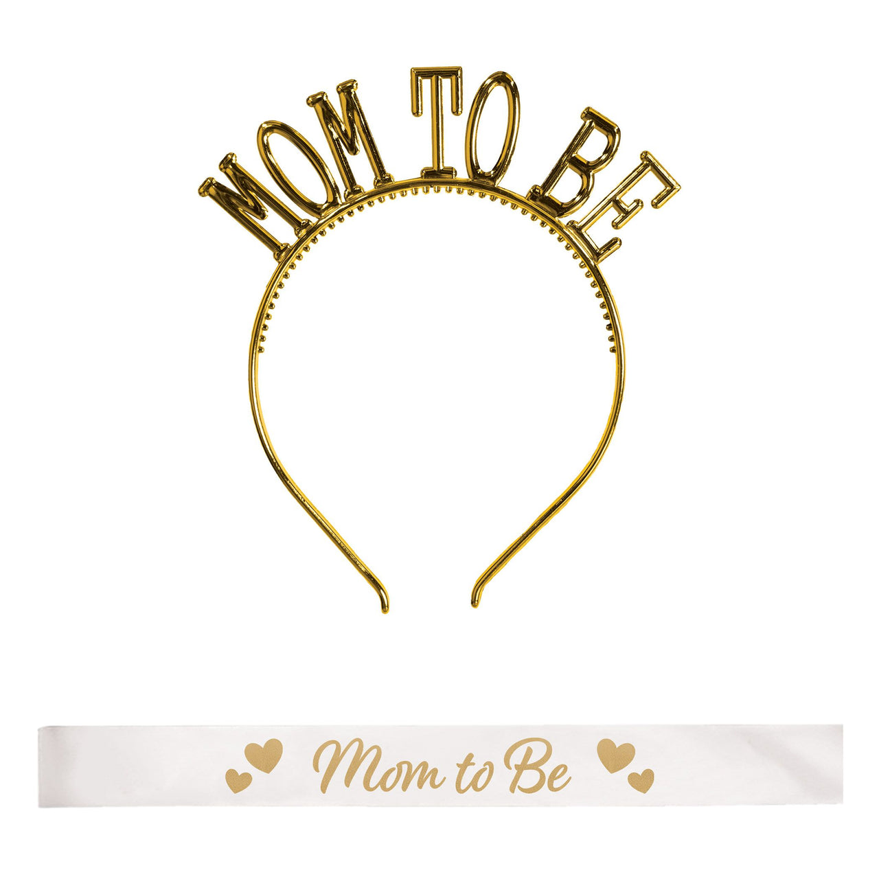 Mom-to-Be Headband & Satin Sash Set - Baby Shower Essentials
