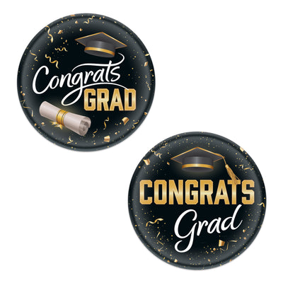 Congrats Grad Buttons - 2-inch Graduation Pins (2-Pack)