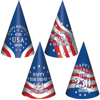 4-Pack Semiquincentennial Cone Hats - Patriotic Party Fun