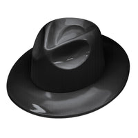 Black Plastic Fedora Hat - One Size Fits Most