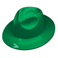 Green Plastic Fedora Hat - One Size Fits Most