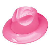 Pink Plastic Fedora - One Size Fits Most Party Hat