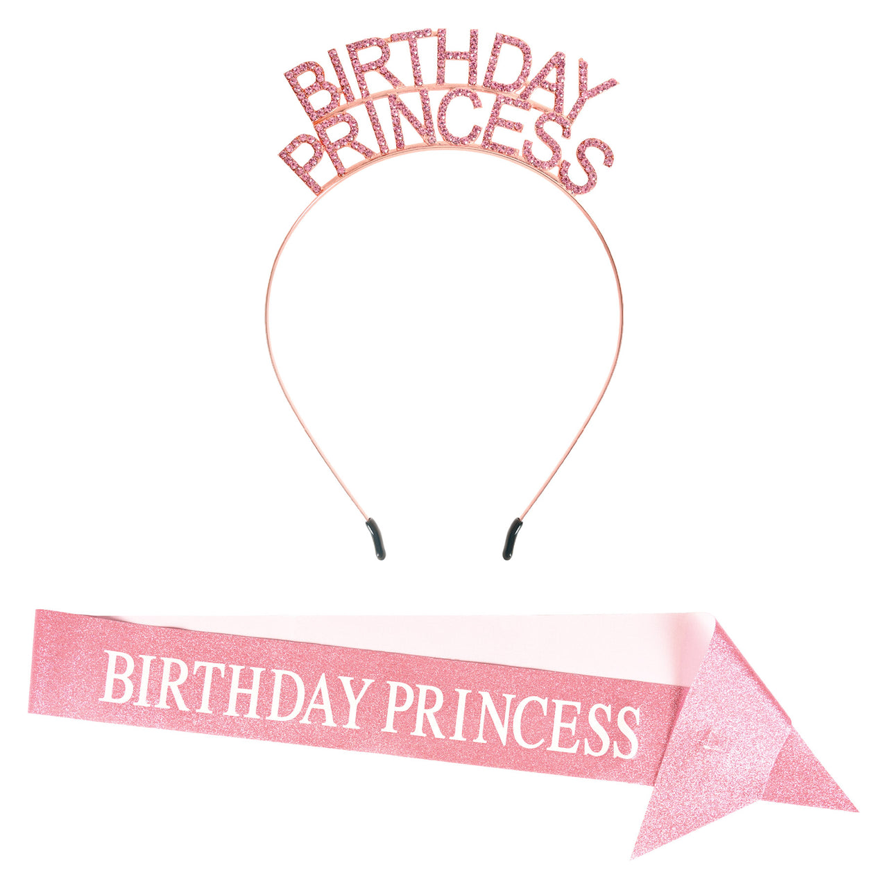 Birthday Princess Headband & Glittered Sash Set (1 per package)