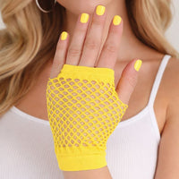 Yellow Fishnet Gloves - Costume Accessory