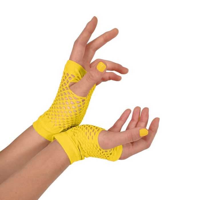 Yellow Fishnet Gloves - Costume Accessory