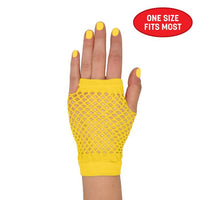 Yellow Fishnet Gloves - Costume Accessory