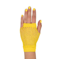 Yellow Fishnet Gloves - Costume Accessory