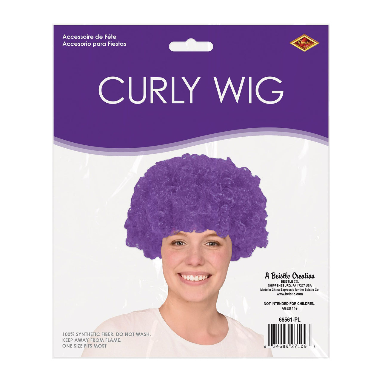 Purple Curly Wig - Fun Costume Accessory & Spirit Wear
