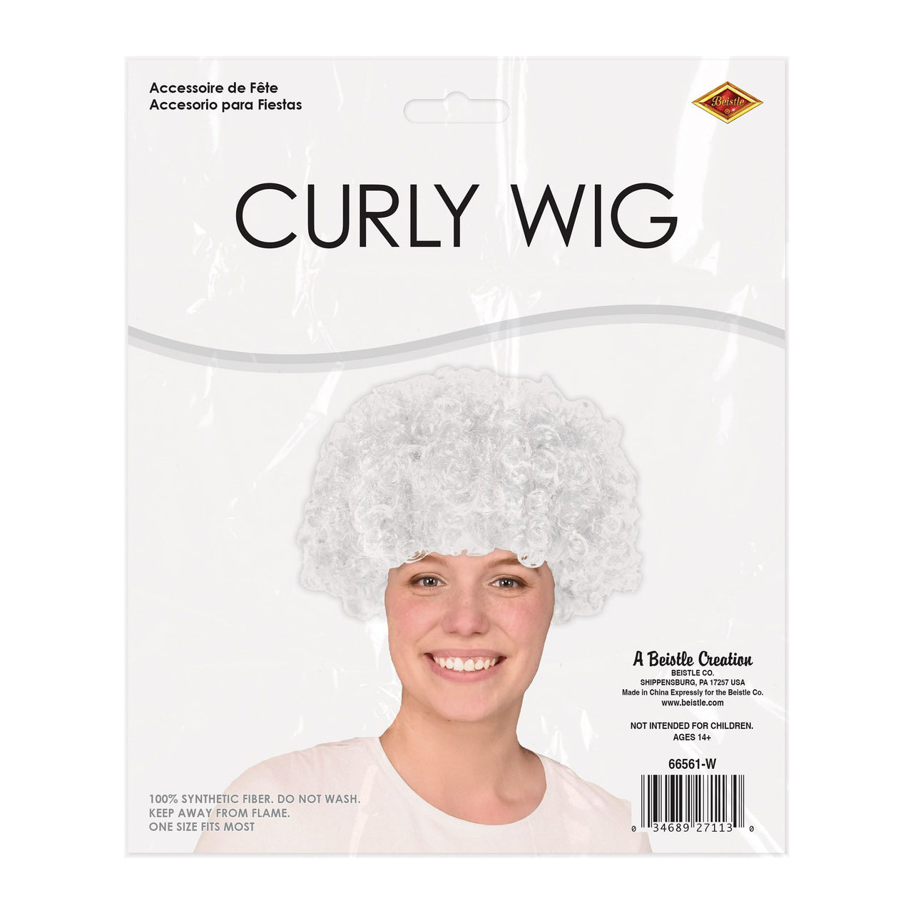 White Curly Wig - One Size Fits Most for Spirit & Costumes