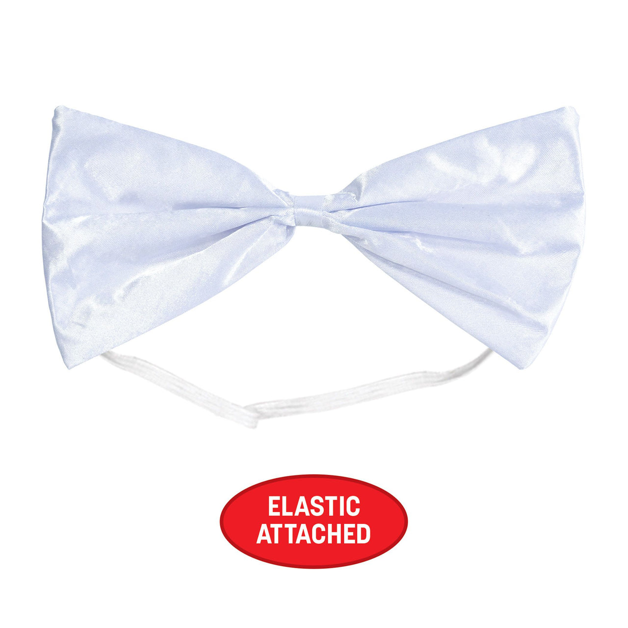 White Bow Tie - Elastic Attached | One Size Fits Most