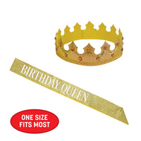 Birthday Queen Crown & Glitter Sash Set - Celebrate in Style!