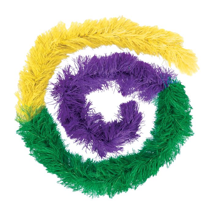Mardi Gras Fluffy Boa - Gold, Green & Purple | 5 ft 11 inch