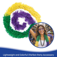 Mardi Gras Fluffy Boa - Gold, Green & Purple | 5 ft 11 inch