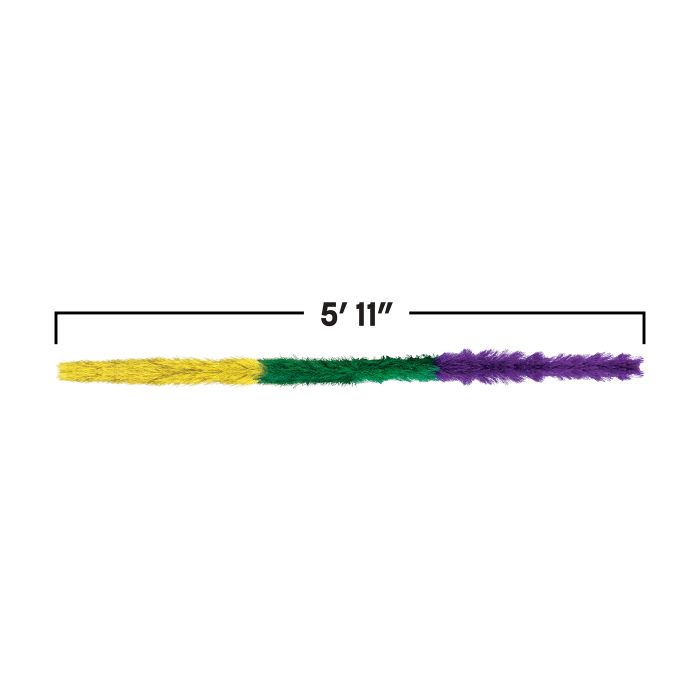 Mardi Gras Fluffy Boa - Gold, Green & Purple | 5 ft 11 inch