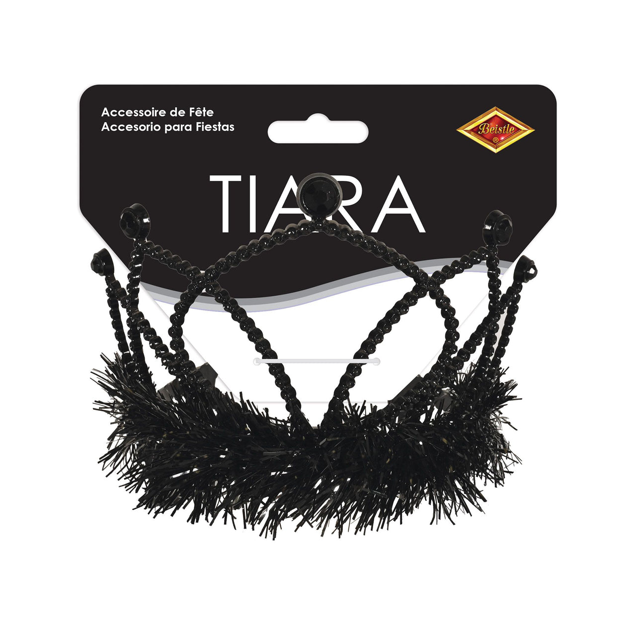 Black Plastic Tiara with Combs - School Spirit & Halloween