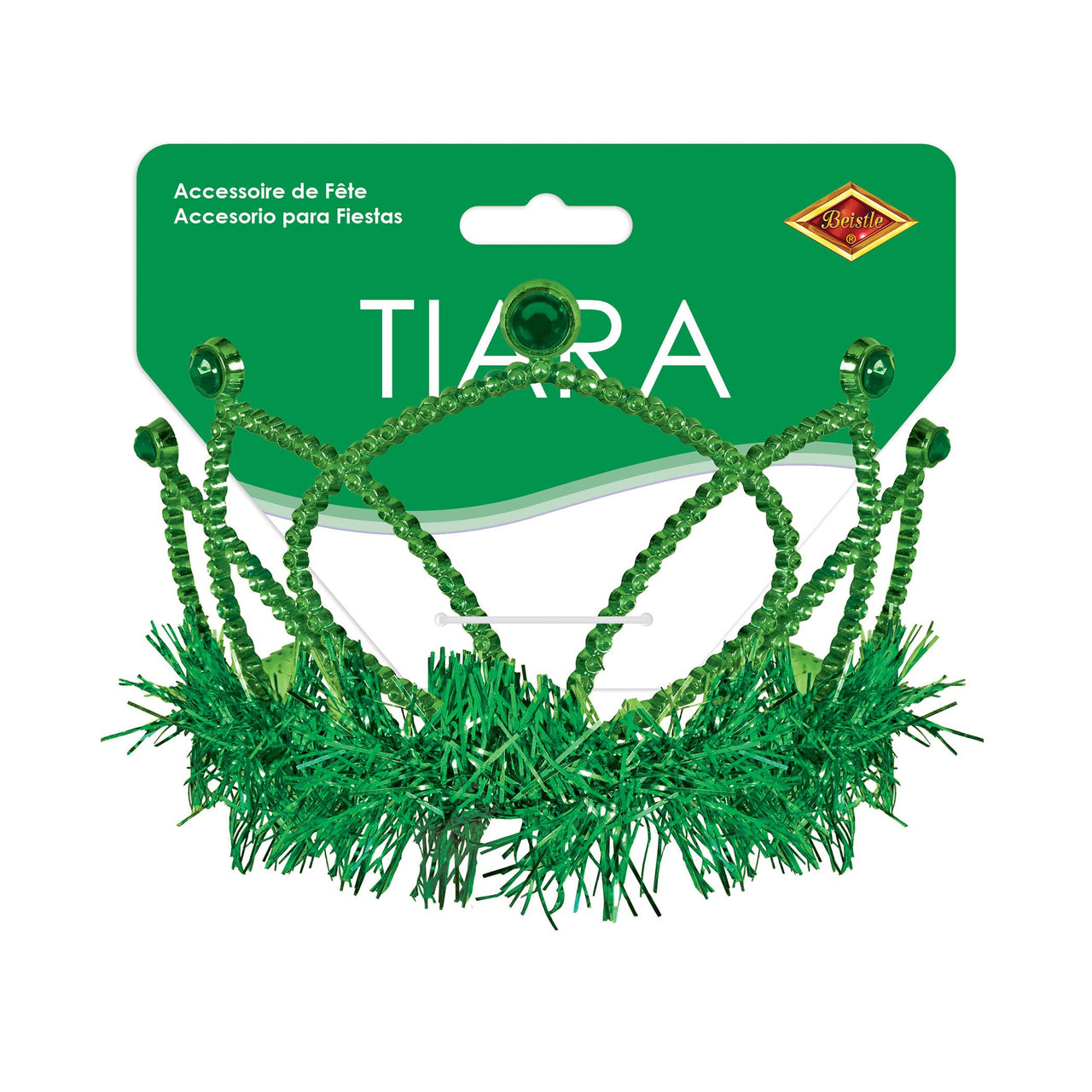 Green Plastic Tiara with Combs - Spirit & School Pride
