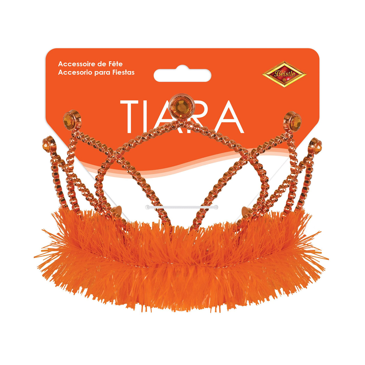 Orange Plastic Tiara with Combs - Spirit & School Events